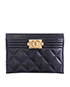 Chanel Boy Card Holder, £230, Accessories, Black, Caviar Leather, Front view